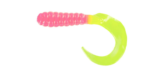 Big Bite Curl Tail Grub 2in 10ct Bubblegum Chartreuse