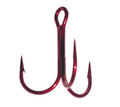 Daiichi Treble Hook 4X Strong Round Bend Bleeding Red #4 4ct