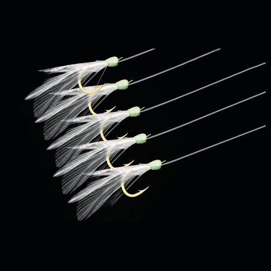 Mustad Sabiki Fish N' Feather Bait Rig w/Green Head 22lb Size 2