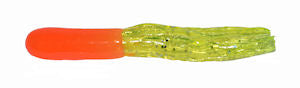 Big Bite Crappie Tubes 1.5" 10ct Orange/Chartreuse. Sparkle