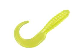 Action Bait 4" Curly Grubs 12pk Pearl Chartreuse