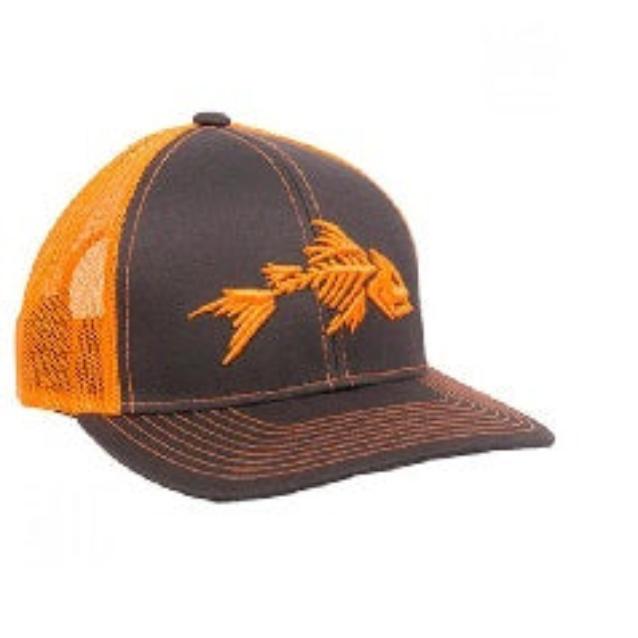 Outdoor Cap Fish Bones Mesh Back Charcoal Neon Orange