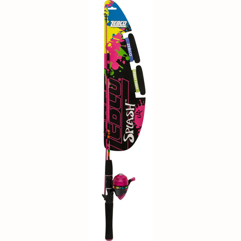 Zebco Splash Junior Spinning Combo Girls Pink 4' 2pc Flatboard